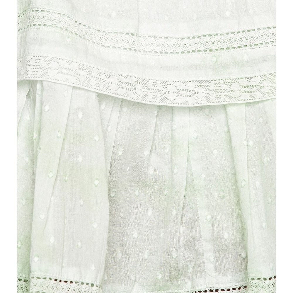 LoveShackFancy Natasha Green Lace Embroidered Tiered Ruffle Mini Dress Size L - Picture 3 of 12